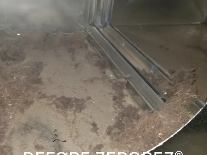 Inside look at a dirty HVAC system before it was cleaned by Zerorez