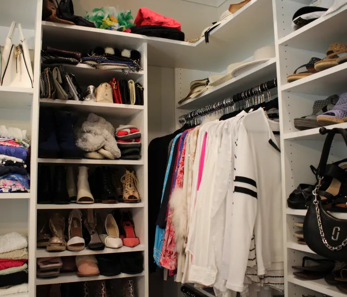 a closet full of clothes