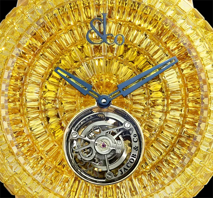 a gold and blue clock