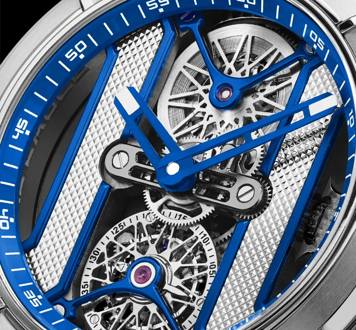 a blue watch on a bicycle