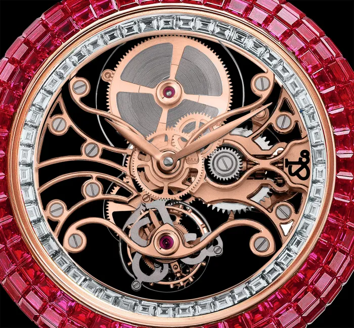 Brilliant Tourbillon Skeleton Ruby Diamonds Rose Gold Jacob Co