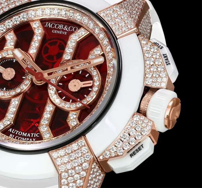 Epic X Chrono Full Pave Red Crystal White Diamonds Jacob Co