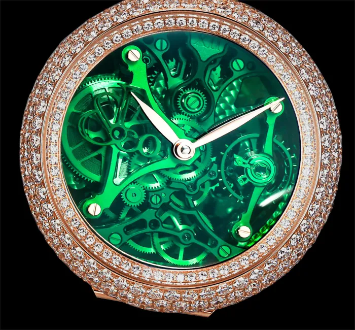 Brilliant Watch Pendant Northern Lights Pave Green Dial Jacob Co