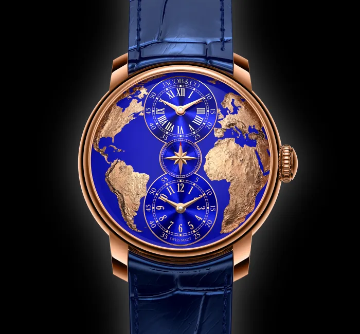 a blue and gold watch