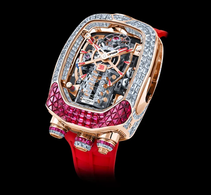 Bugatti Chiron Tourbillon Rubies and White Diamonds Jacob Co