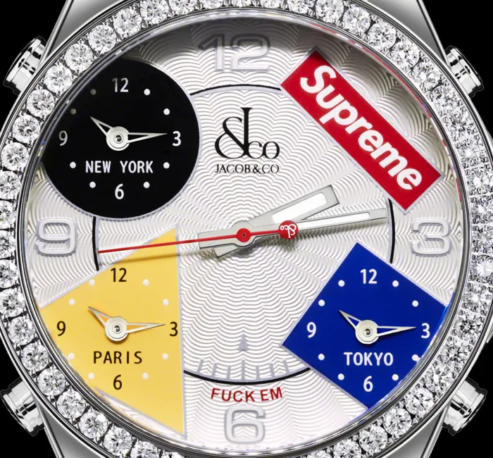 Supreme Four Time zone White Dial 40mm Jacob Co