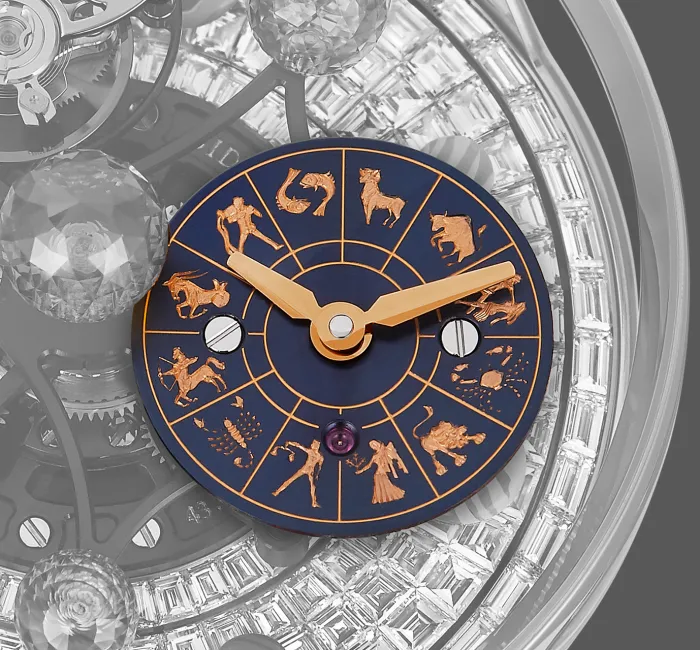 a close up of a clock in the middle of a watch