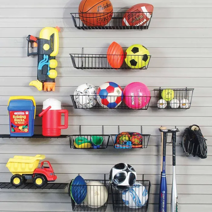 a wall with various objects on it