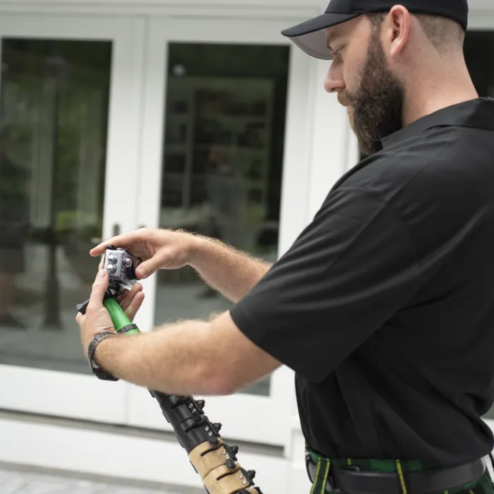 a man holding a camera