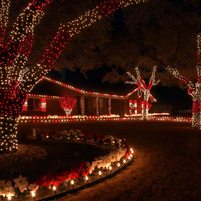 a house with christmas lights