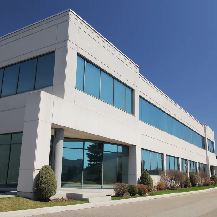 a building with glass windows