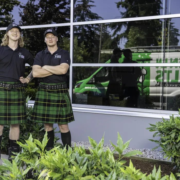 two women in kilts