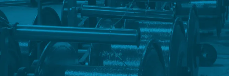 a close-up of industrial spools