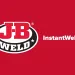 JB Weld logo on red background with InstantWeld brand name text in white beside it