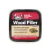 J-B Weld Wood Filler container labeled for easy sanding, staining, fast drying, and crack resistance.