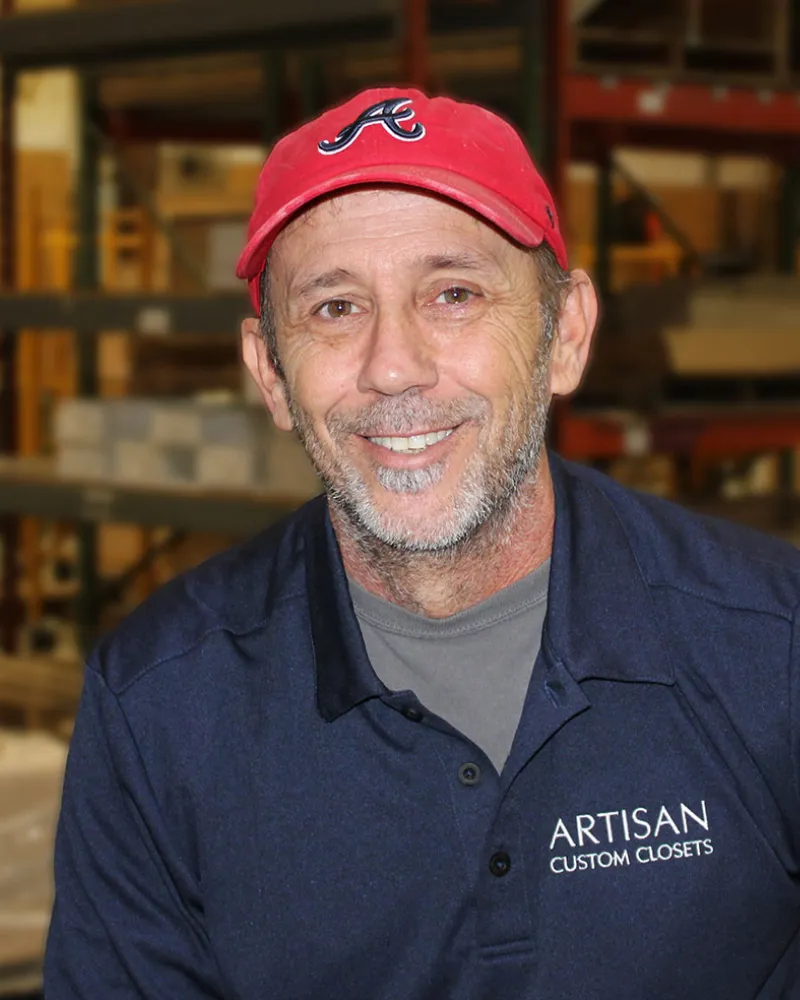 a man wearing a red hat