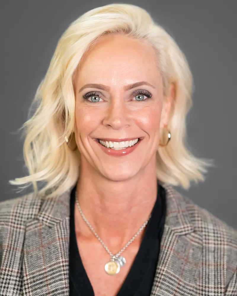 a woman with blonde hair