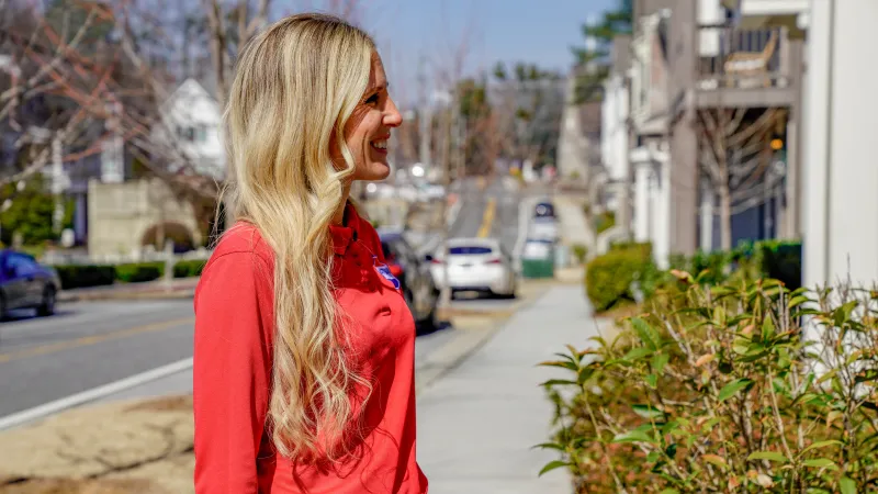 a woman standing outside