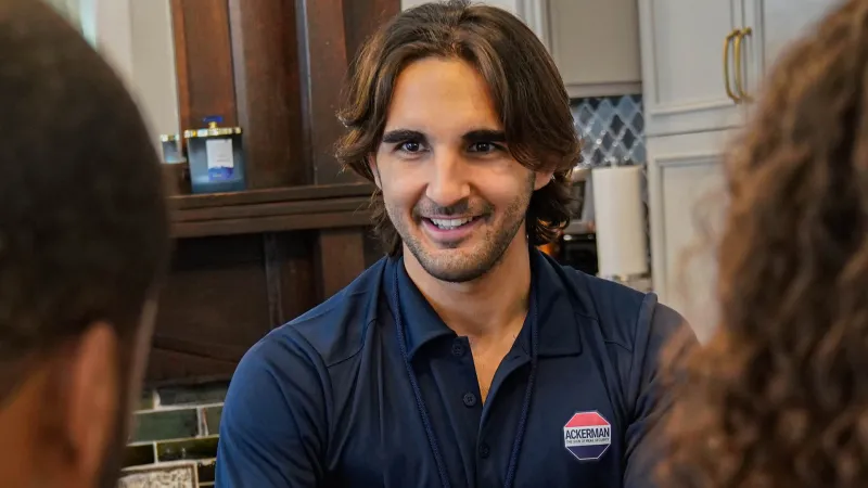 a person smiling at something