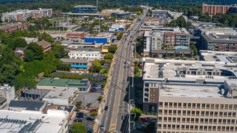 a city with many buildings and streets