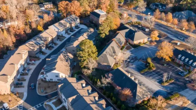 aerial view of a neighborhood