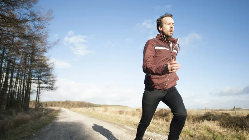 a man running on a road