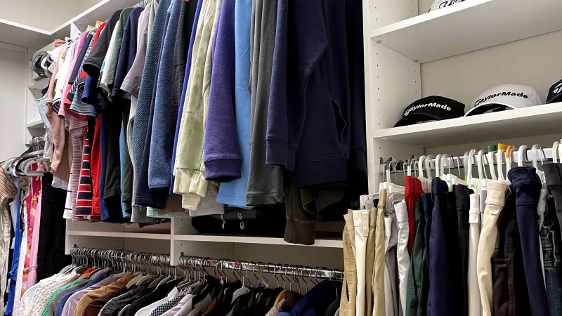 a closet full of clothes