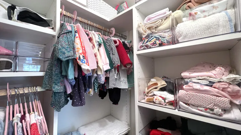 a closet full of clothes