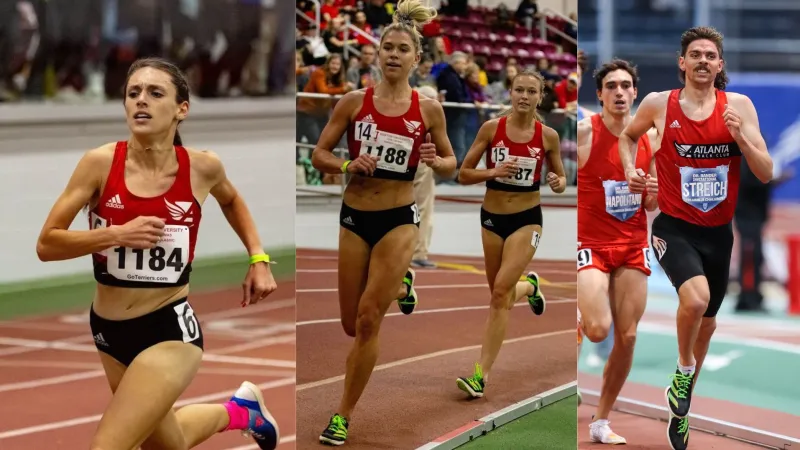 a group of people running on a track