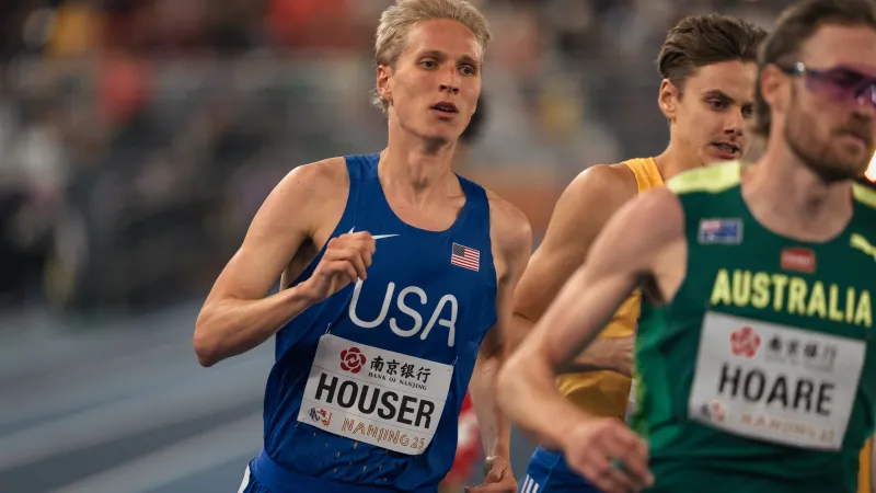 a group of men running