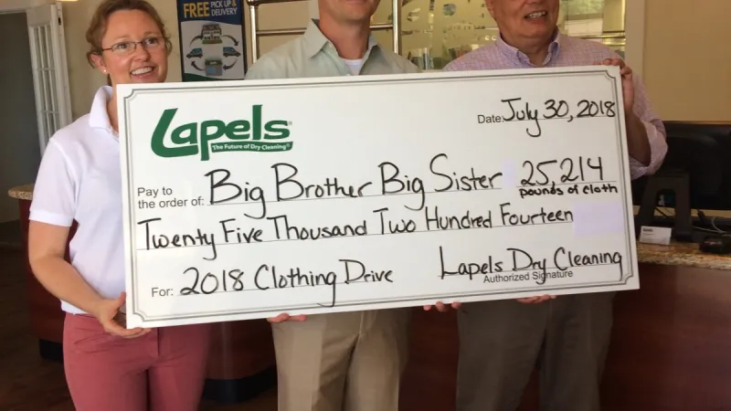 Lapels Dry Cleaning 15th annual clothing drive to benefit Big Brother Big Sister generates more than 25,000 pounds of clothes