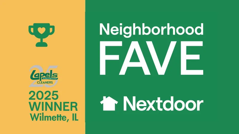 Neighborhood Fave award 2025 for Lapels Cleaners in Wilmette, IL by Nextdoor with trophy icon
