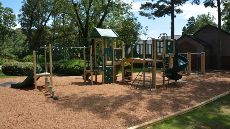 a playground with a slide