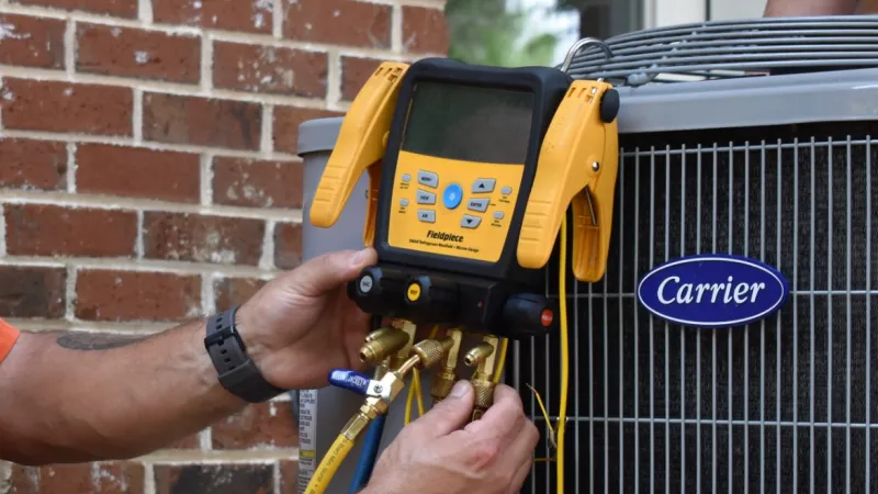 Jeremy, Estes Tech performing an HVAC Maintenance in Powder Springs, Georgia