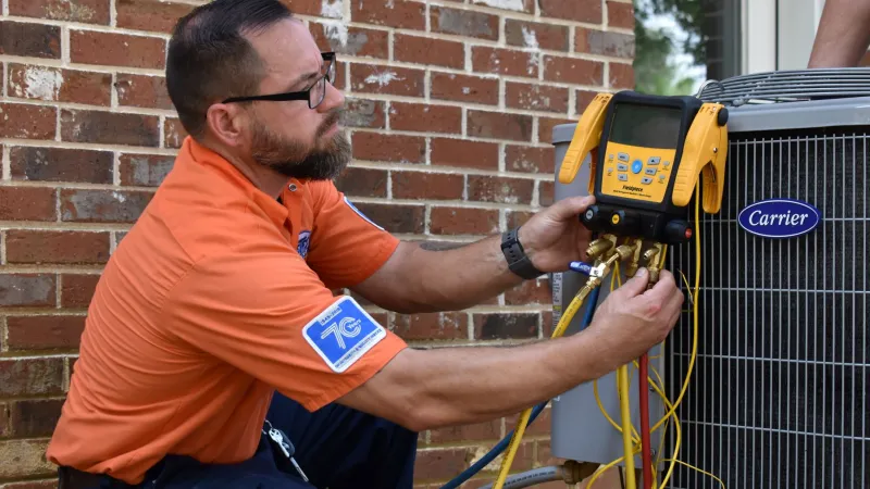 Jeremy, Estes Tech performing an HVAC Maintenance in Norcross, Georgia
