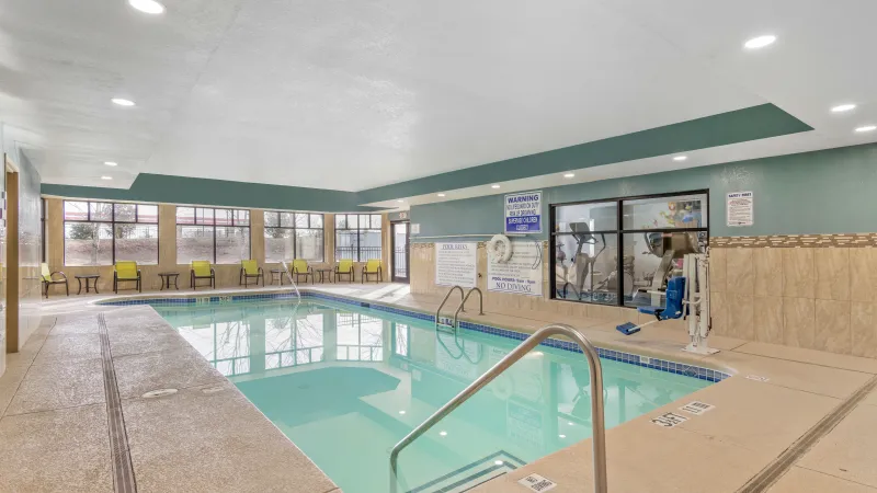 a swimming pool in a building