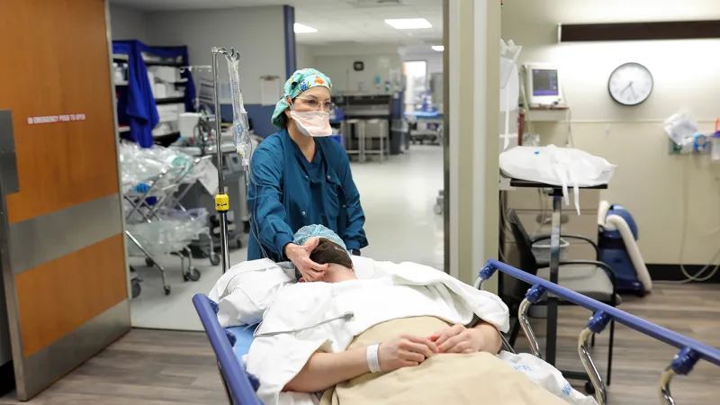 a person in a hospital bed