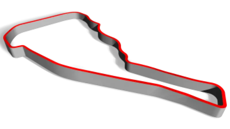 3D rendering of a gray and red boundary outline of a racing circuit track on a black background