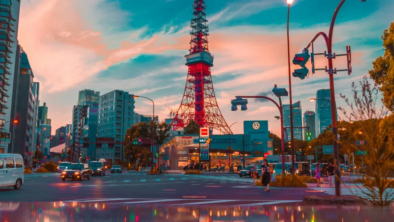 a city street at night