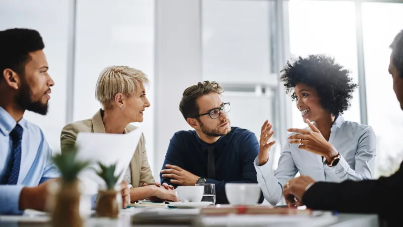 a group of people having a discussion