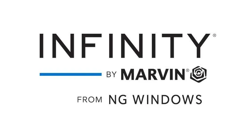 Infinity by Marvin logo with a blue line and NG Windows text on a white background.