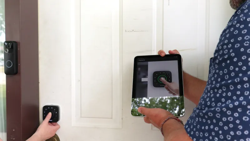 a person holding a camera