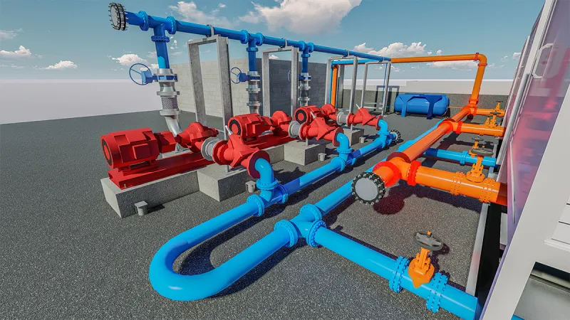 chiller unit and pipes