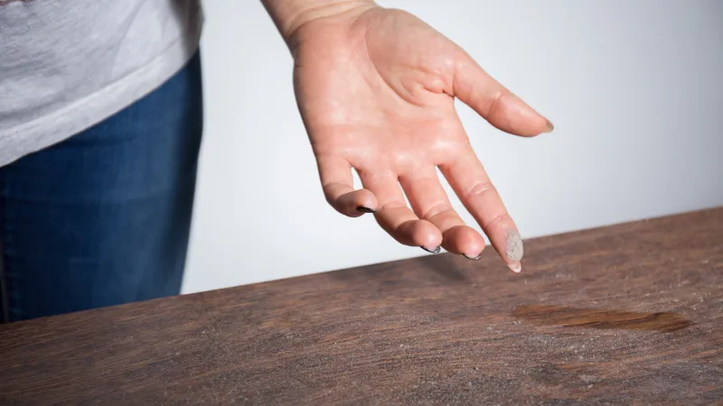 dust on table