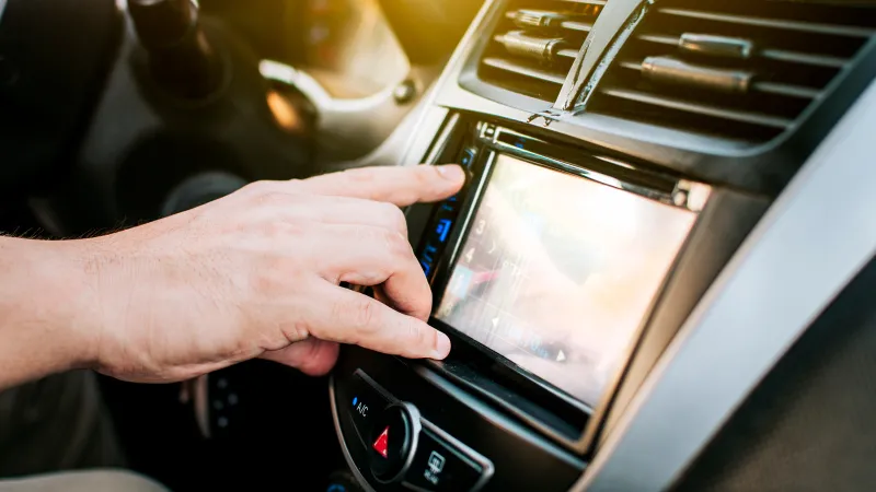 a person listening to the radio