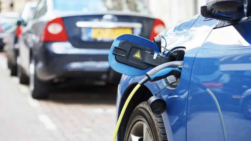 blue electric car