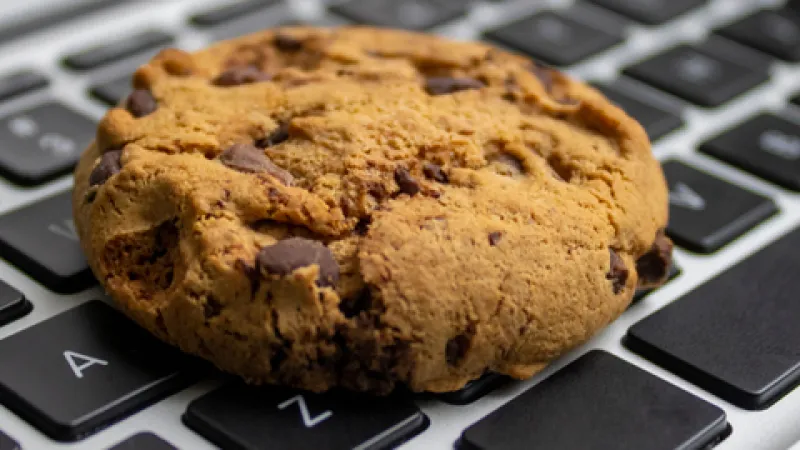 a cookie on a keyboard