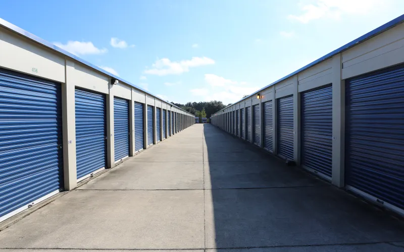 a row of metal storage containers