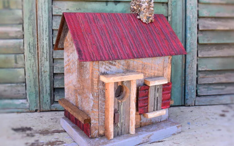 a wooden birdhouse