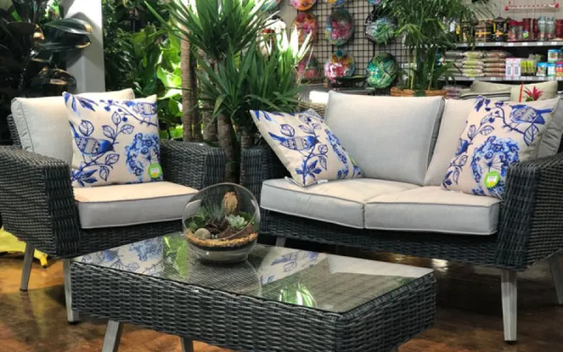 Modern patio furniture seating group